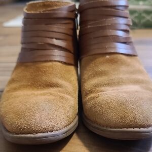 Comfortiva Brown Tan Suede Ankle Boot Heel with Branded Sole